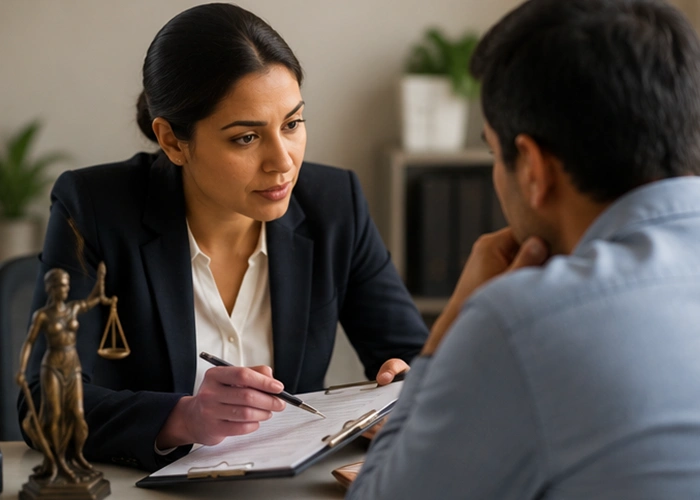 Lawyer Reviewing Documents with Client
